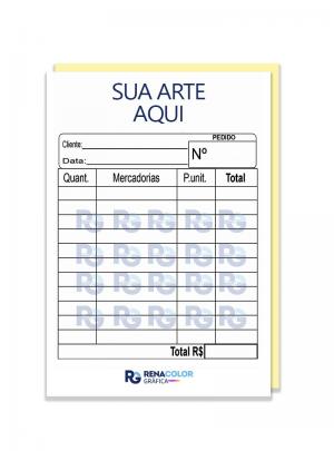 Bloco de pedidos - 100 folhas 2 vias Papel autocopiativo 52g     Imagem Ilustrativa