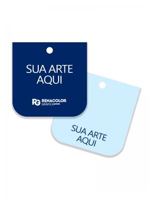 Tag Personalizada - Frente e verso quadrado com duas bordas arredondadas Papel couchê 250g     Imagem Ilustrativa