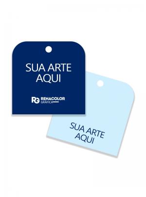 Tag Personalizada - Frente e verso quadrado com duas bordas arredondadas Papel couchê 250g     Imagem Ilustrativa