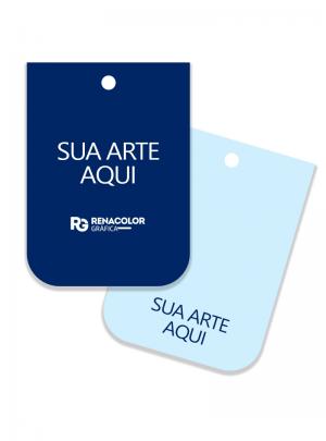 Tag Personalizada - Frente e verso retangular com duas bordas arredondadas Papel couchê 250g     Imagem Ilustrativa