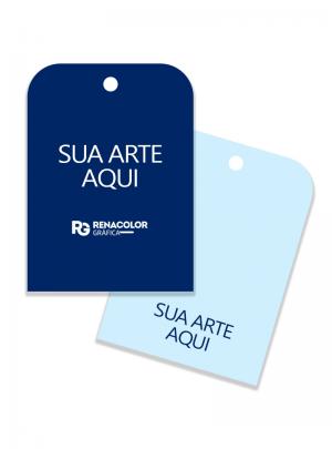 Tag Personalizada - Frente e verso retangular com duas bordas arredondadas Papel couchê 250g     Imagem Ilustrativa